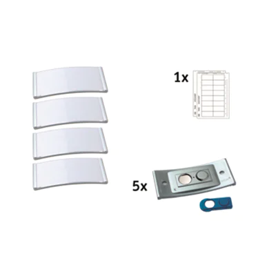 badgepoint® Namensschild polar® classic 74 x 34 mm (B x H) inkl. 1 Bogen (16 Namenskarten) Papier A4 weiß Magnet metall 5 St./Pack.