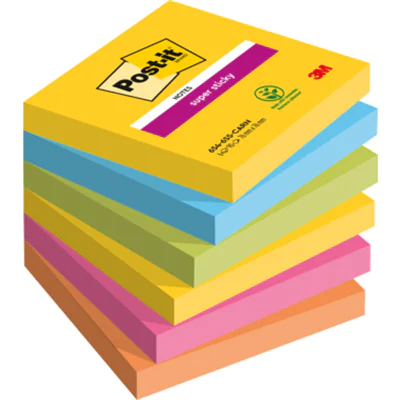 Post-it Haftnotiz Super Sticky 6546SR 76x76mm sort. 6 St./Pack.