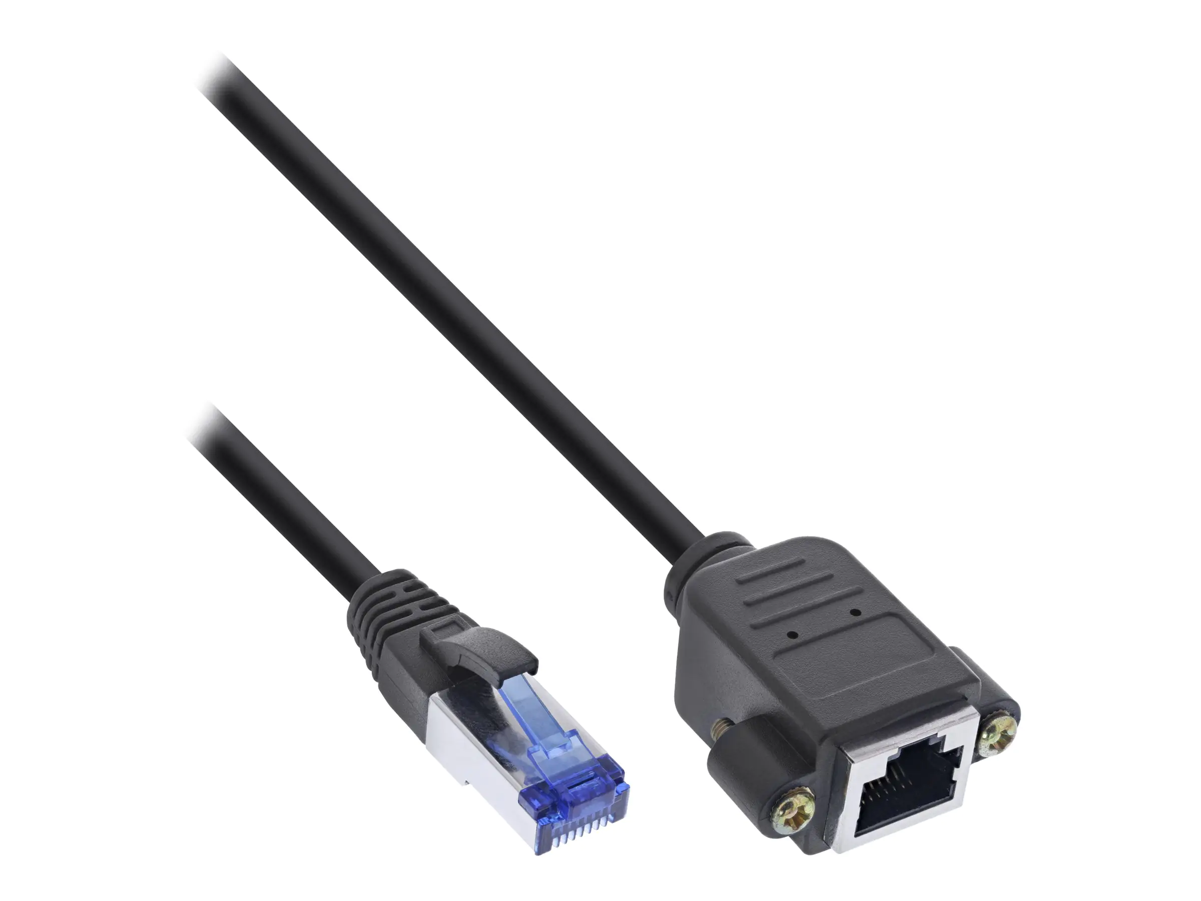 InLine - Patch-Verlängerungskabel - RJ-45 (M) zu RJ-45 (W) Unterputzmontage - 7.5 m - SFTP, PiMF - CAT 6a - halogenfrei - Schwarz
