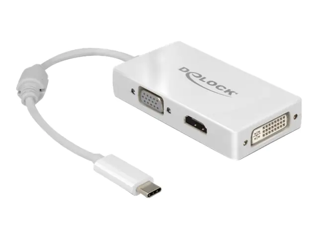 DeLOCK - Externer Videoadapter - USB-C - DVI, HDMI, VGA - weiß