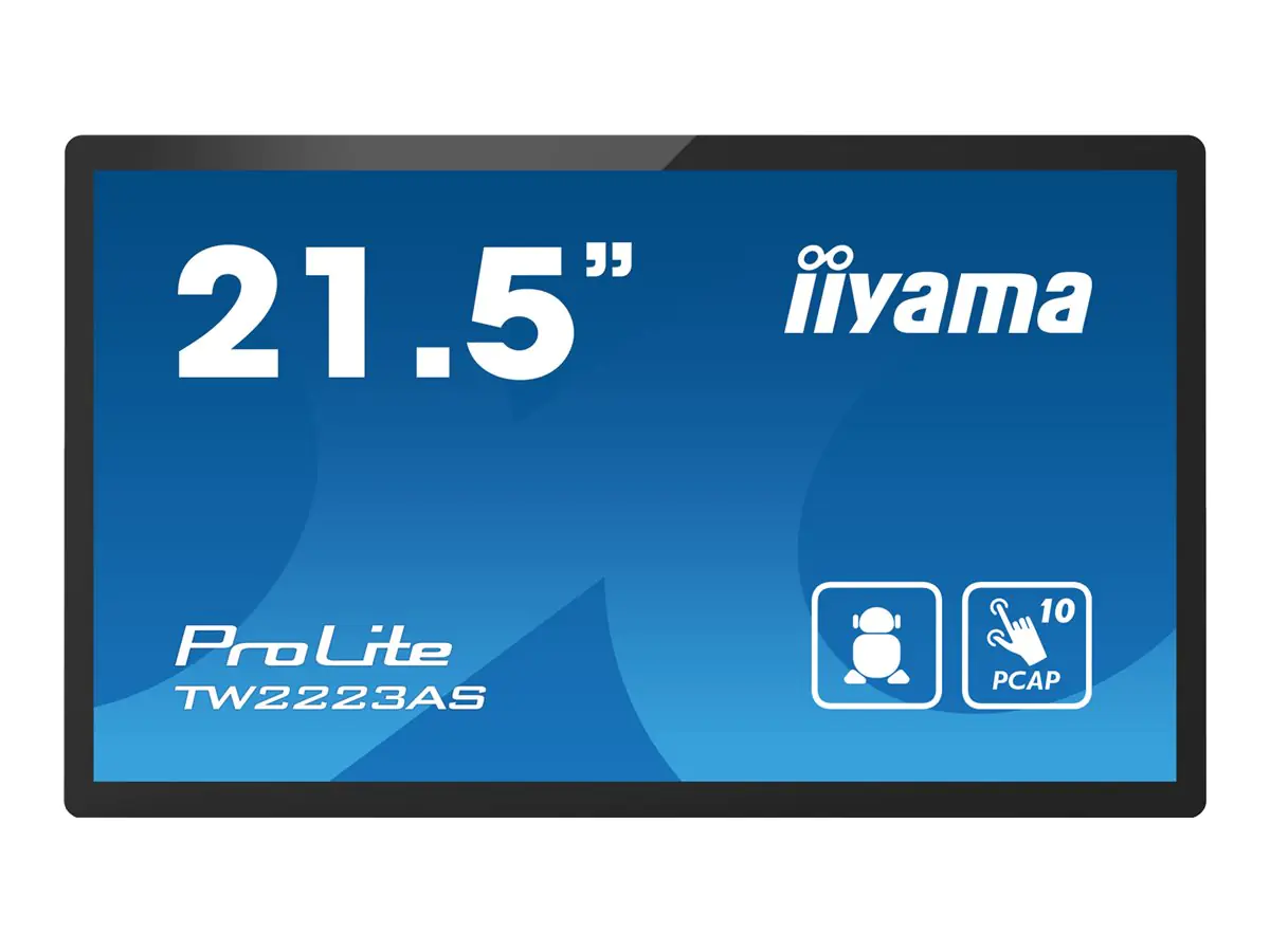 iiyama ProLite TW2223AS-B1 - LED-Monitor - 55.9 cm (22") (21.5" sichtbar) - feststehend - Touchscreen - 1920 x 1080 Full HD (1080p) - VA - 400 cd/m² - 3000:1 - 18 ms - HDMI - Lautsprecher - Schwarz, Matte