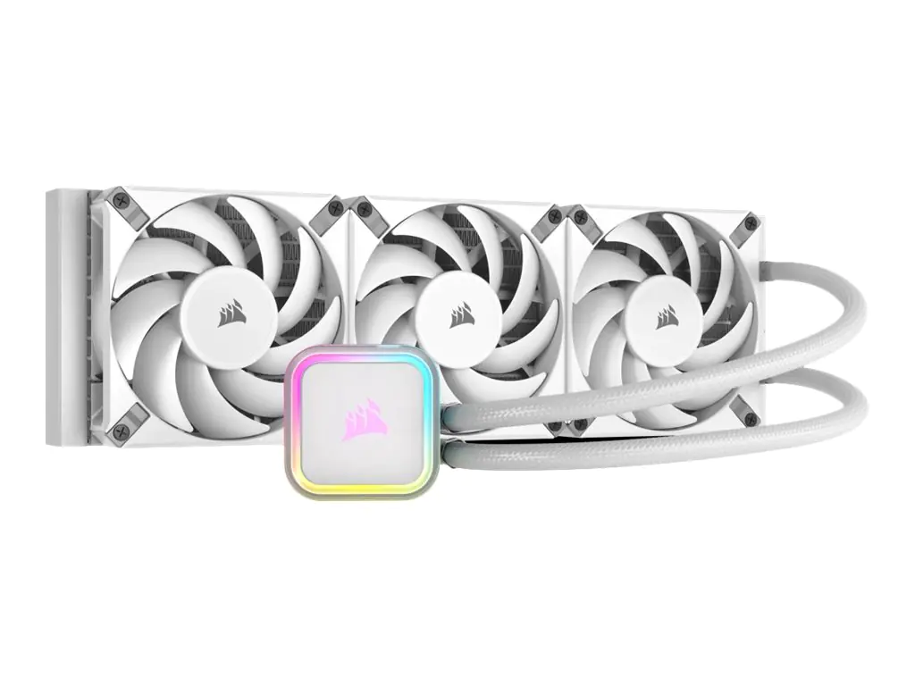 CORSAIR iCUE H150i ELITE RGB - Prozessor-Flüssigkeitskühlsystem - Kühlergröße: 360 mm - (für: LGA1156, LGA1366, LGA1155, LGA2011, LGA1150, LGA1151, AM4, LGA2066, sTR4, sTRX4, LGA1200, LGA1700, AM5) - Kupfer - 120 mm - weiß