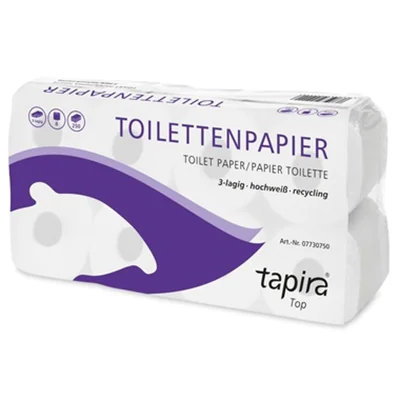 tapira Toilettenpapier Top 3-lagig hochweiß 250 Bl./Rl. 8 x 8 Rl./Pack.