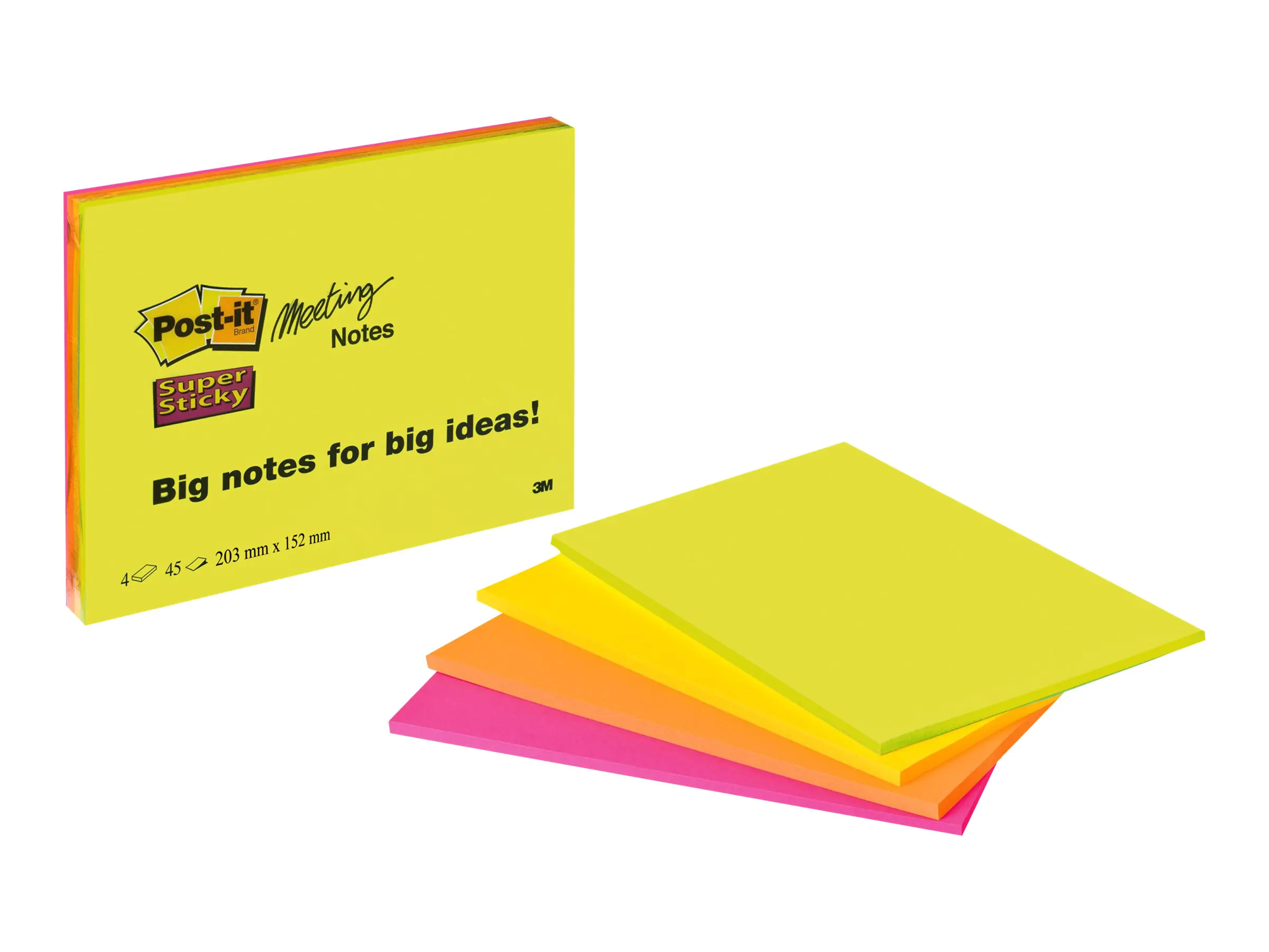 3M Post-it Super Sticky 6845-SSP - Meetingnotizen - 203.2 x 152.4 mm - 180 Blatt (4 x 45)