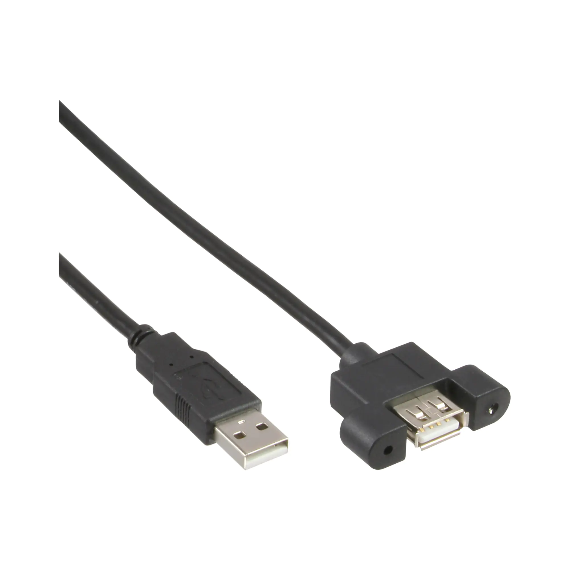 InLine - USB-Verlängerungskabel - USB (M) zu USB (W) schraubbar - USB 2.0 - 60 cm - Schwarz (Packung mit 120)