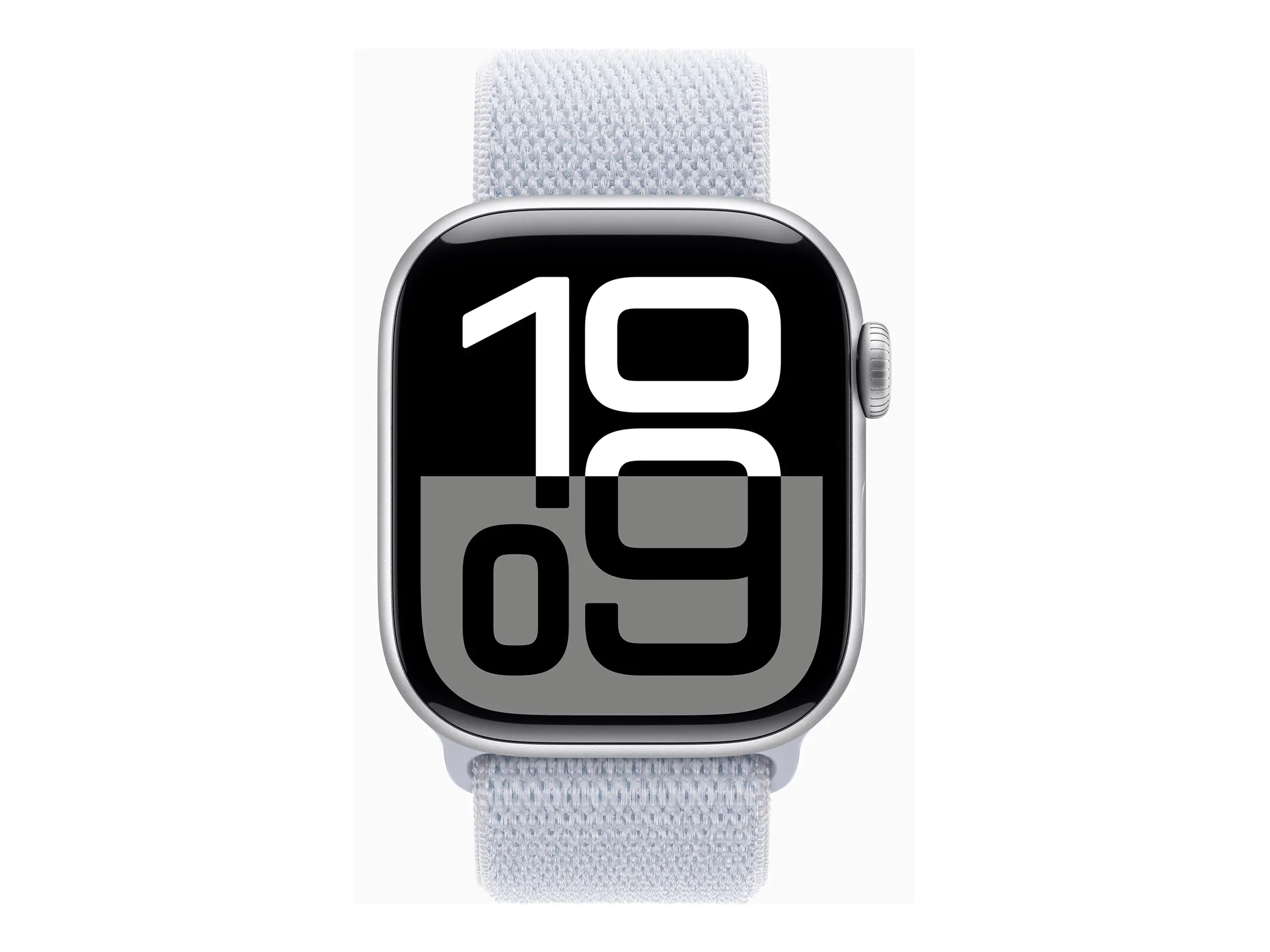 Apple Watch Series 10 (GPS) - 42 mm - Aluminium, Silber - intelligente Uhr mit Sportschleife - weiches, zweilagiges Nylon - blaue Wolke - Handgelenkgröße: 130-200 mm - 64 GB - Wi-Fi 4, UWB, Bluetooth - 30 g