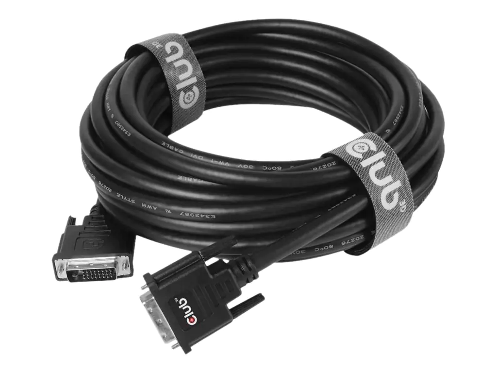 Club 3D - DVI-Kabel - Dual Link - DVI-D (M) zu DVI-D (M) - 10 m - Daumenschrauben, hauchvergoldete Kontakte