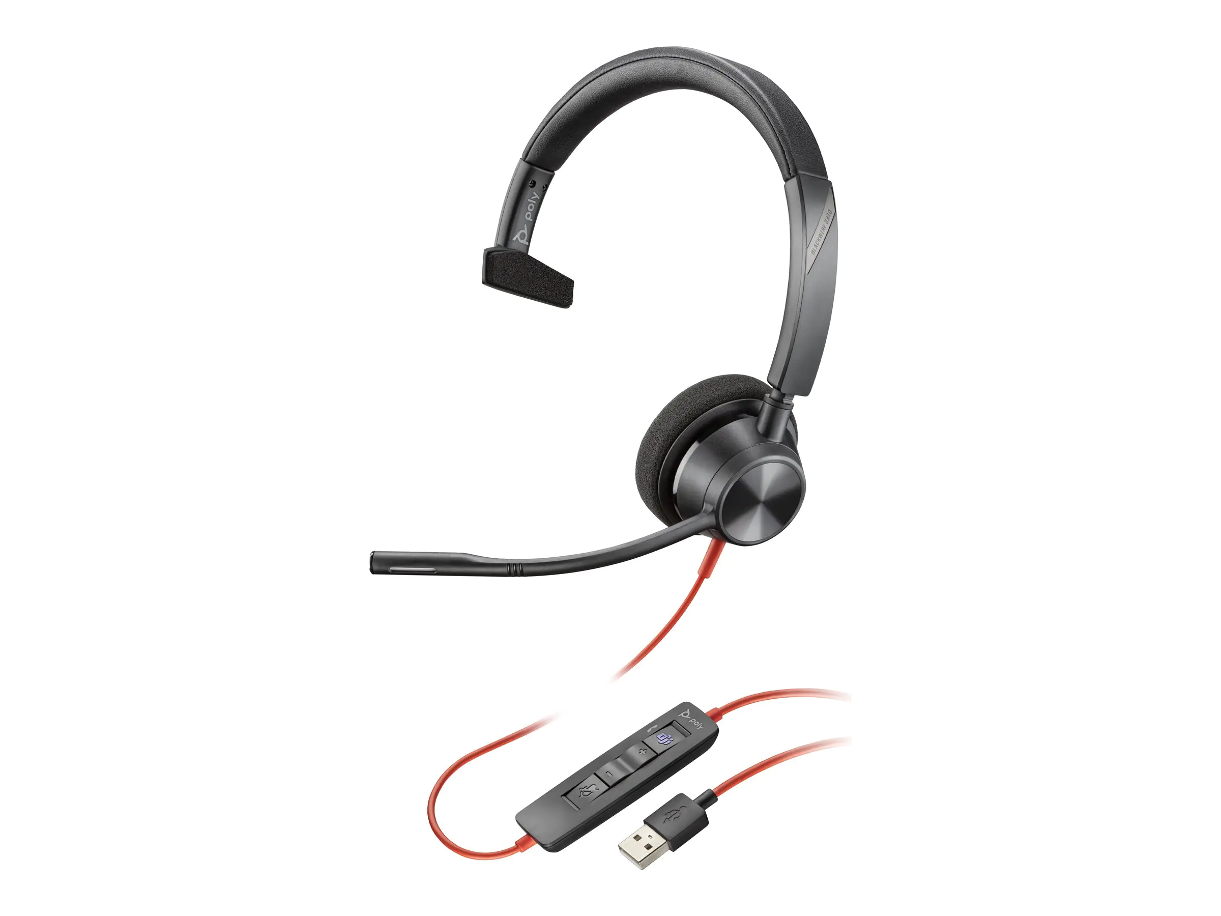 Poly Blackwire 3310 - Blackwire 3300 series - Headset - On-Ear - kabelgebunden - USB-A - Schwarz - Zertifiziert für Microsoft Teams