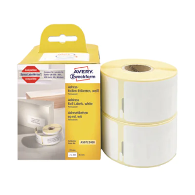 Avery Zweckform Etikett AS0722400 89x36mm 260 St./Rl. 2 Rl./Pack. Avery Zweckform Etikett AS0722400 89x36mm 260 St./Rl. 2 Rl./Pack.
