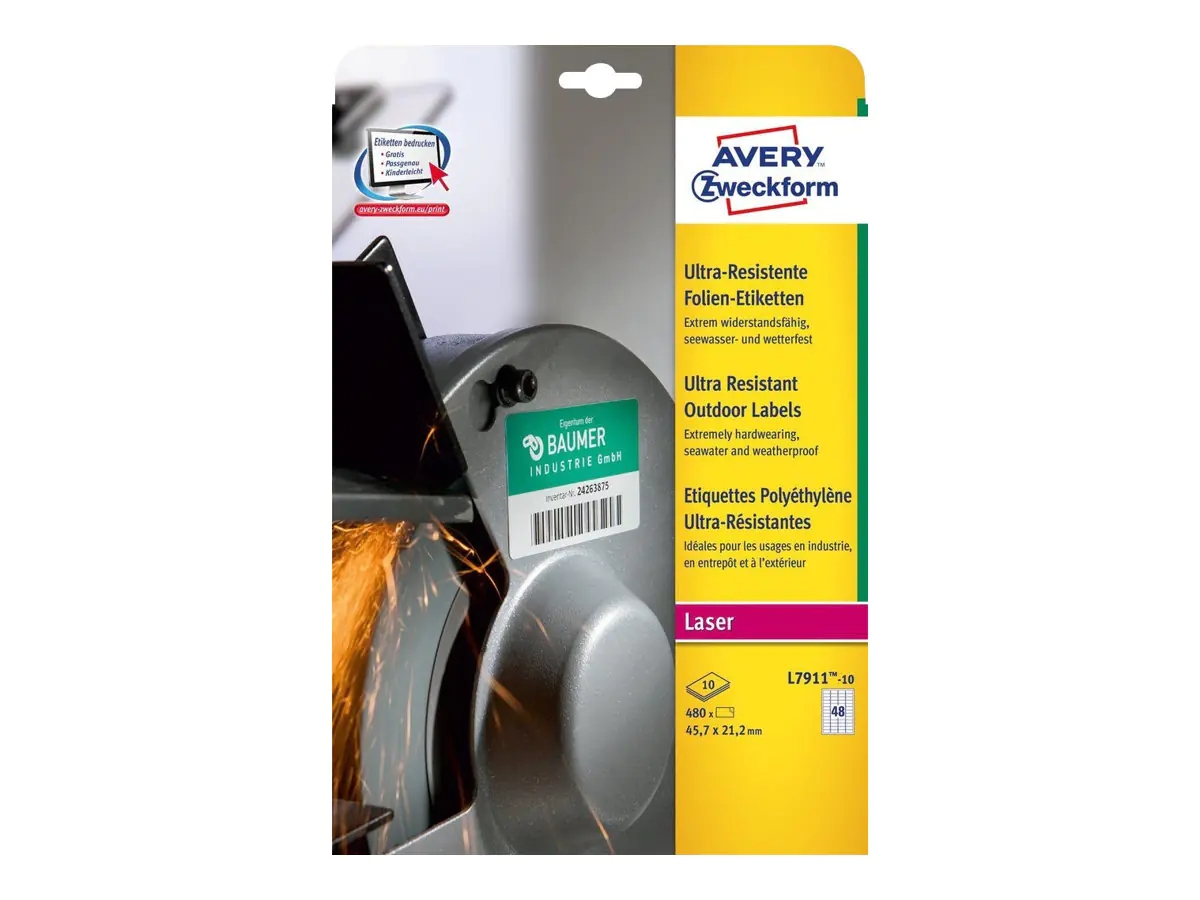 Avery Zweckform Ultra-Resistant Labels - Polyethylen (PE) L7911-10