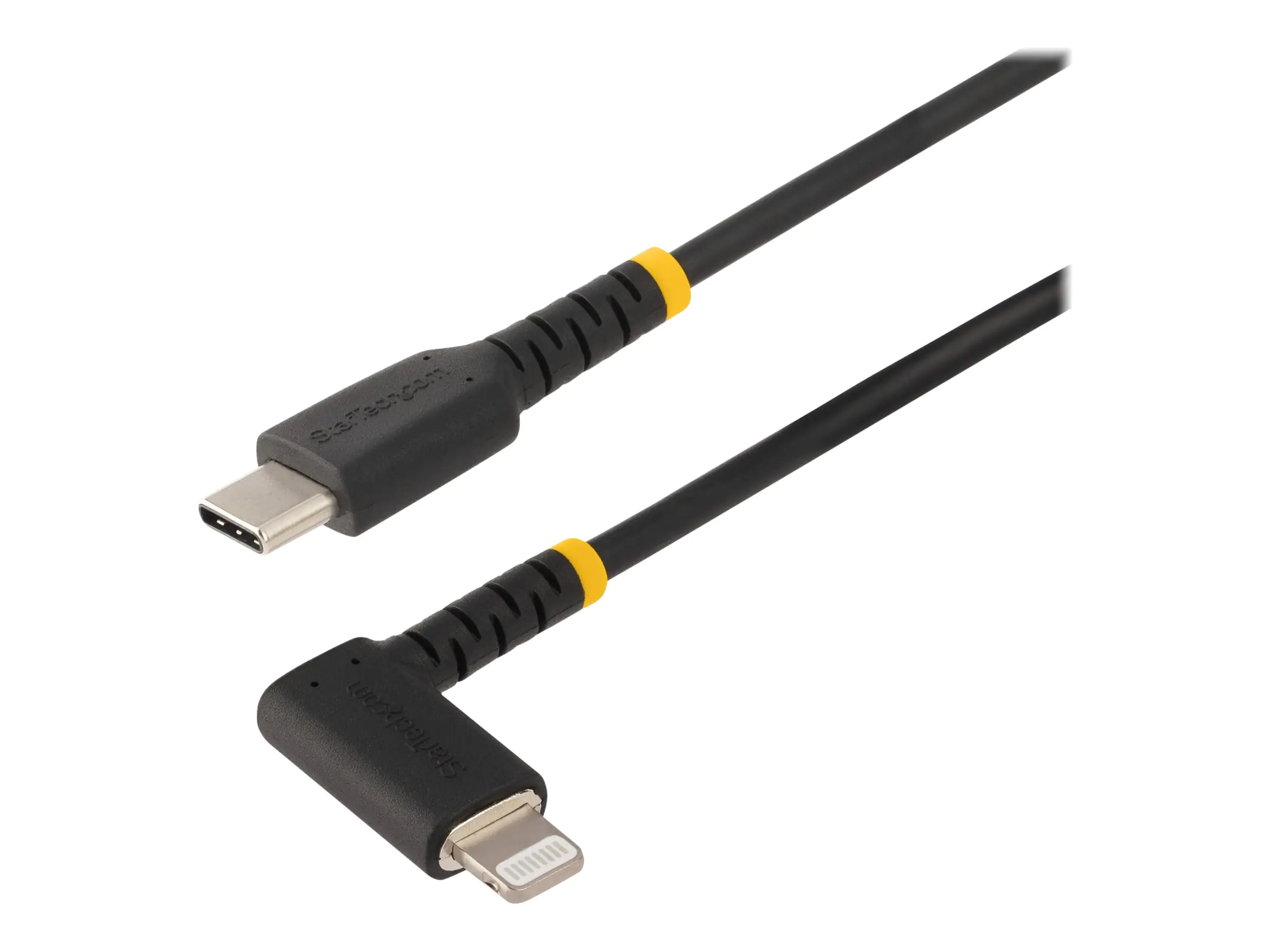 StarTech 3ft (1m) Durable USB-C to Lightning Cable - Right-Angled Heavy Duty Aramid Fiber USB Type-C to Lightning Charging/Sync Cord - Apple MFi Certified - Rugged iPhone Lightning Cable - Lightning-Kabel - 24 pin USB-C männlich zu Lightning männlich - 1