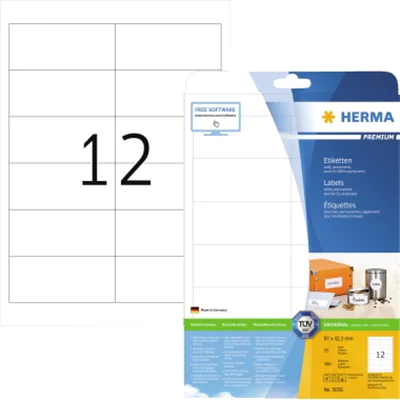 HERMA Etikett PREMIUM 5056 97x42,3mm weiß 300 St./Pack. HERMA Etikett PREMIUM 5056 97x42,3mm weiß 300 St./Pack.
