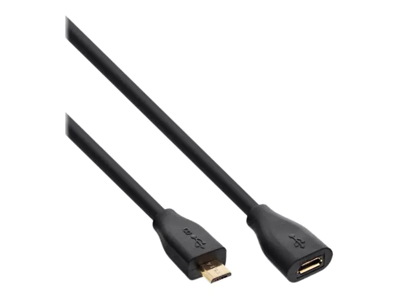 InLine - USB-Verlängerungskabel - Micro-USB Typ B (M) zu Micro-USB Typ B (W) - USB 2.0 - 3 m - Schwarz