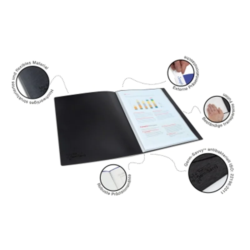 Rapesco Germ-Savvy, Schwarz, Weiß, Polypropylen (PP), 40 Taschen, Porträt, A4, 2 Stück(e) 1644