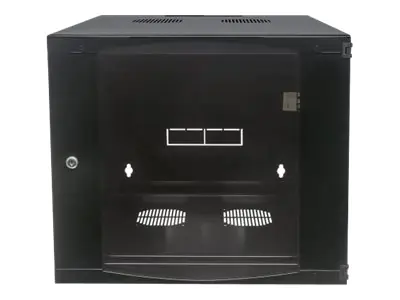 Intellinet 19" Wandverteiler mit Schwenkrahmen, 6 HE, 327 (H) x 540 (B) x 450 (T) mm, Flatpack, schwarz - Gehäuse - geeignet für Wandmontage - Schwarz, RAL 7021 - 6U - 48.3 cm (19")
