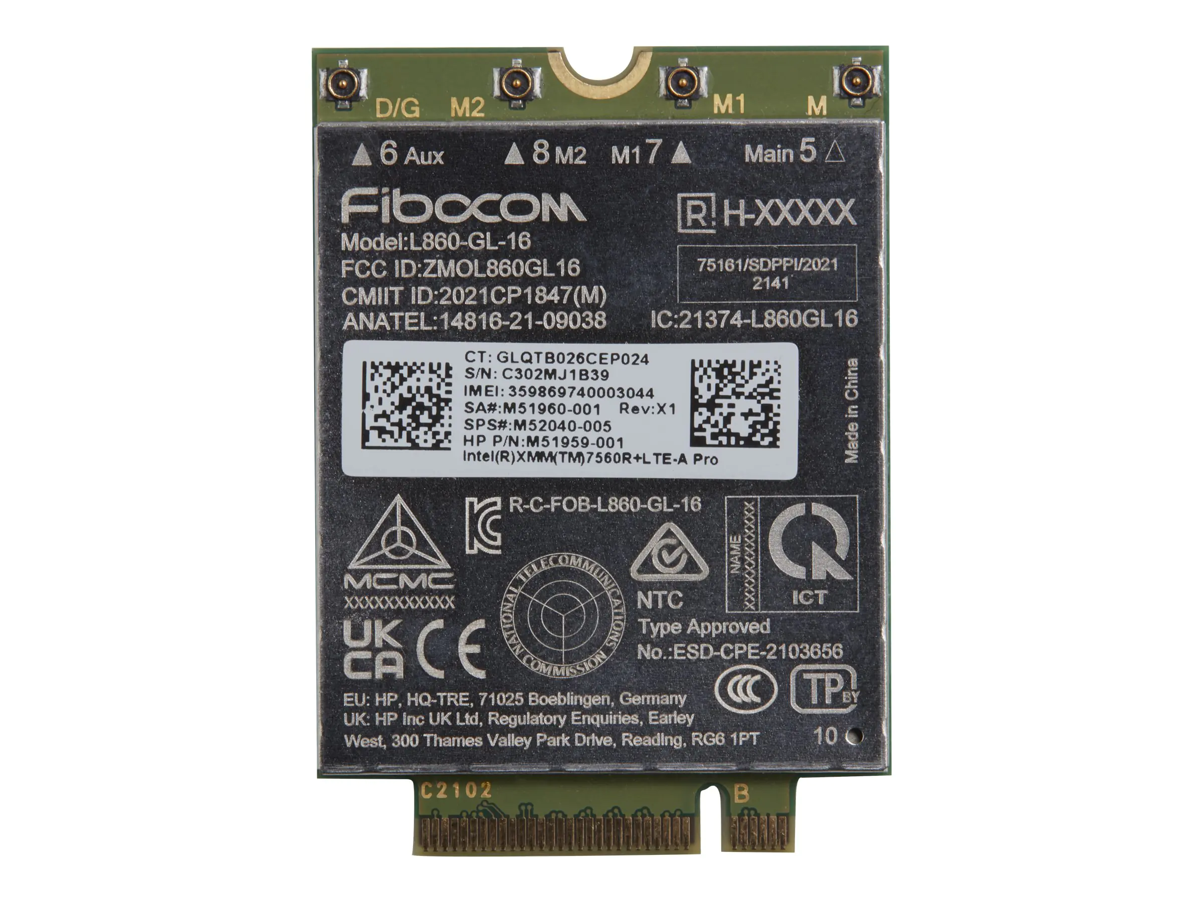 HP XMM 7560 R+ - Drahtloses Mobilfunkmodem - 4G LTE Advanced Pro - M.2 Card - 978 Mbps