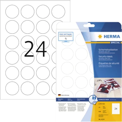 HERMA Etikett Sicherheit 4234 rund 40mm weiß 600 St./Pack. HERMA Etikett Sicherheit 4234 rund 40mm weiß 600 St./Pack.