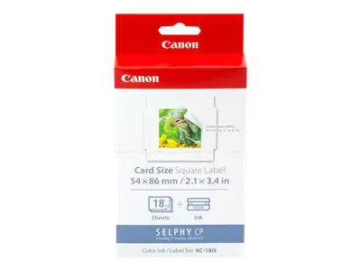 Canon KC-18IS - Farbbandkassetten- und Papier-Kit - für Canon SELPHY CP1000, CP1200, CP1300, CP820, CP900, CP910