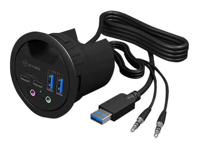 ICY BOX IB-HUB1403B - Hub - 2 x SuperSpeed USB 3.0 + 2 x USB-C - für Unterputzmontage geeignet