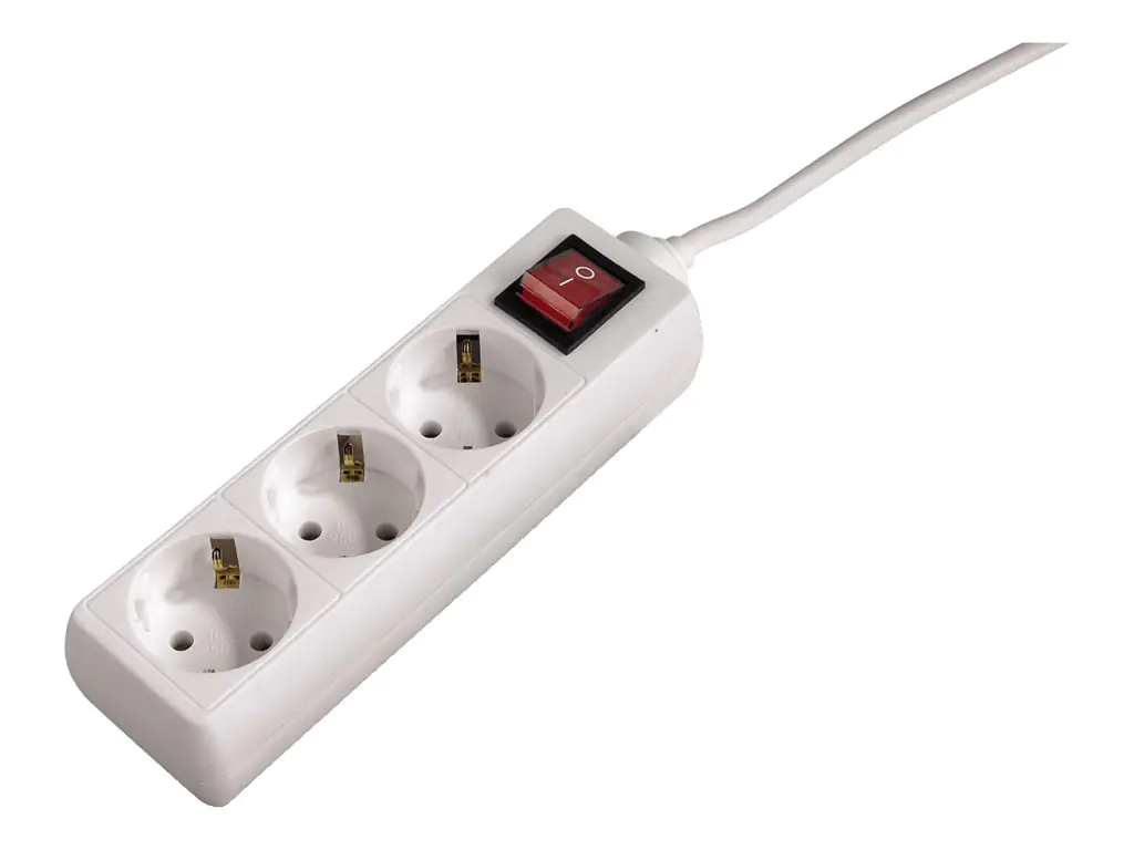 Hama Distribution Panel 3-Way 45° with Switch - Steckdosenleiste - Wechselstrom 230 V - Ausgangsanschlüsse: 3 - 1.4 m Schnur - weiß (Packung mit 10)