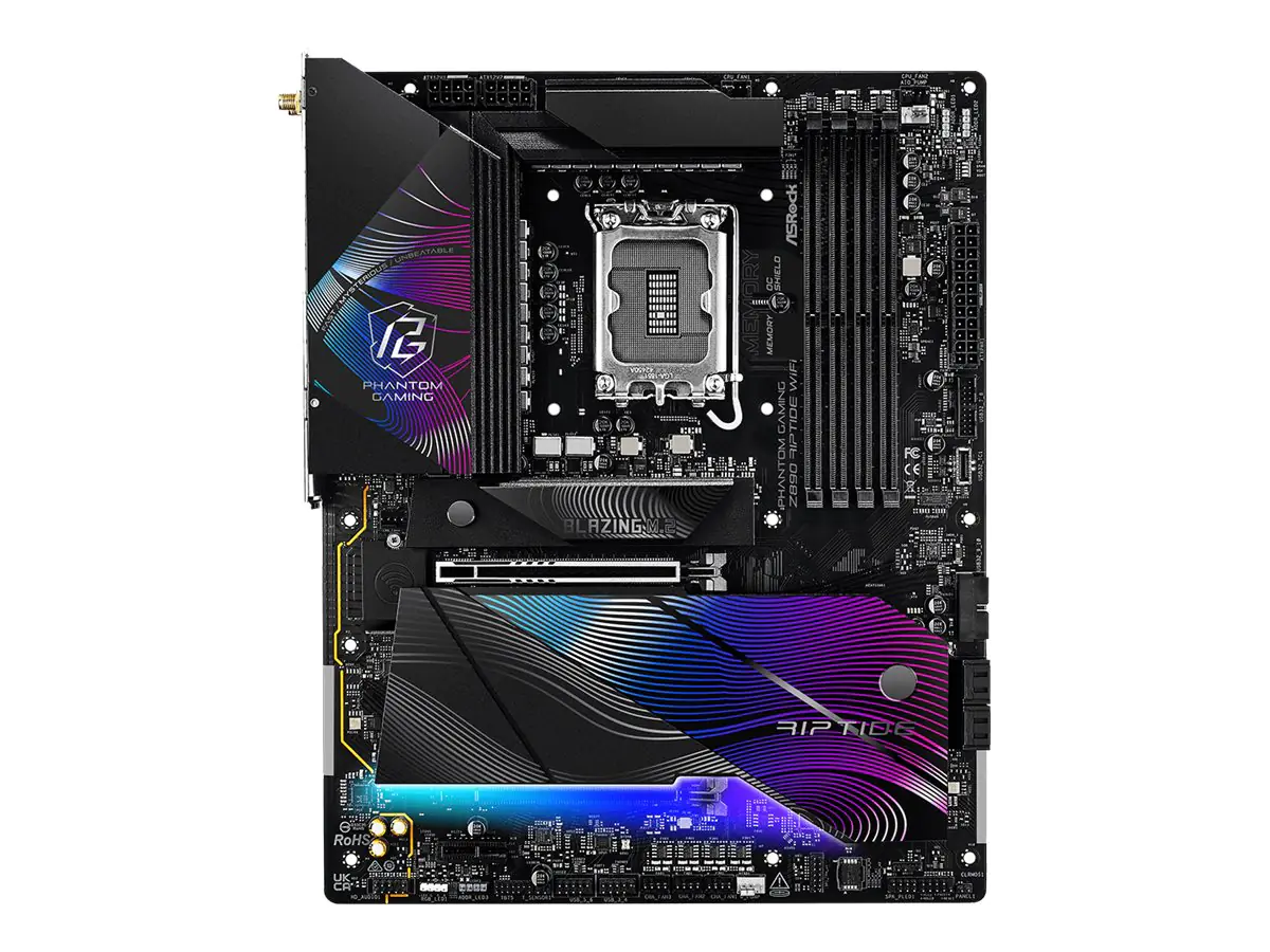 ASRock Phantom Gaming Z890 RIPTIDE WIFi - Motherboard - ATX - LGA1851-Sockel - Z890 Chipsatz - USB4, USB 3.2 Gen 2, USB 3.2 Gen 1 - Wi-Fi 7, 2.5 Gigabit LAN - Onboard-Grafik (CPU erforderlich) - HD Audio (8-Kanal)