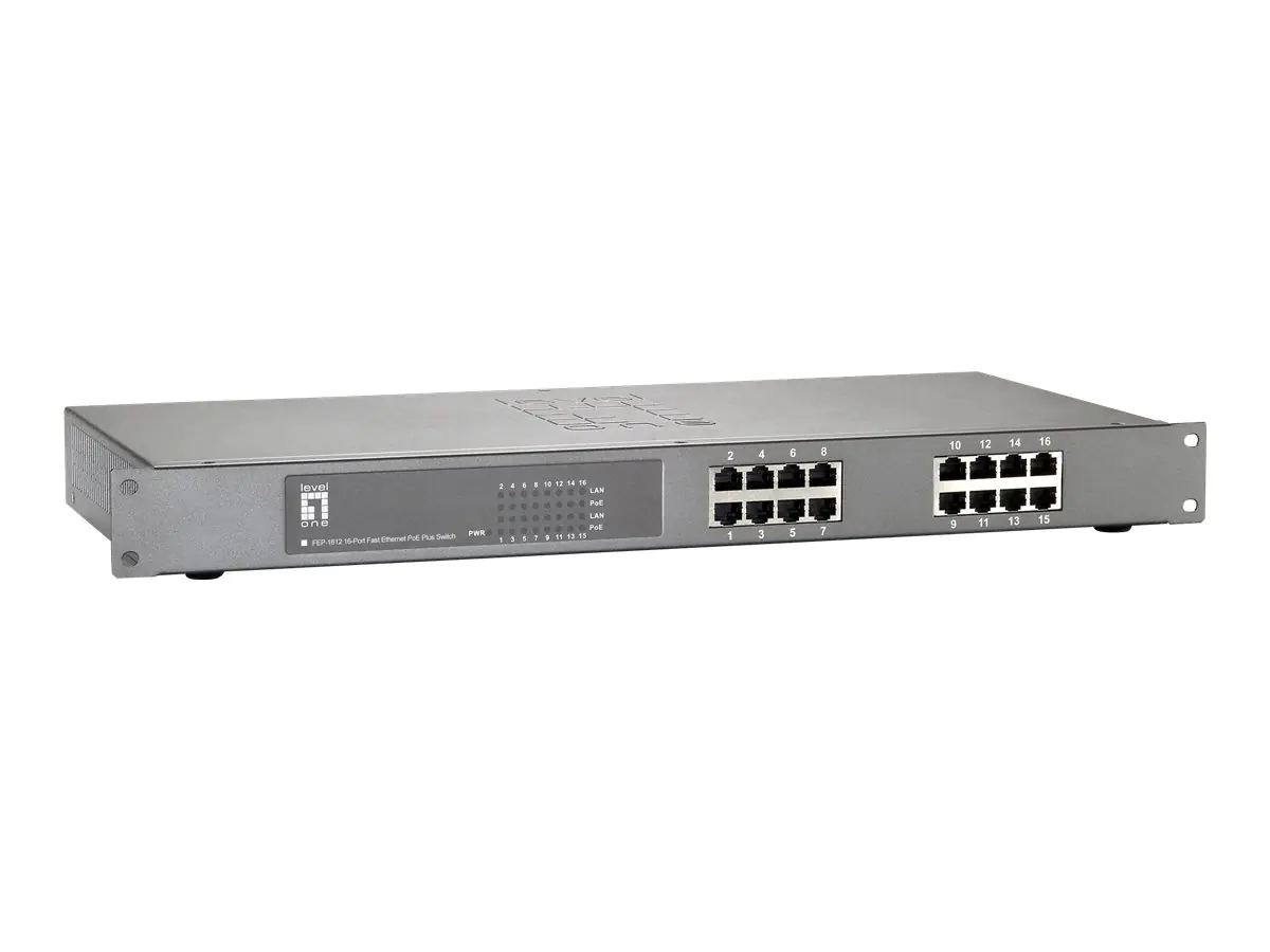 LevelOne FEP-1612W380 - Switch - 16 x 10/100 (PoE+) - an Rack montierbar - PoE+ (380 W)