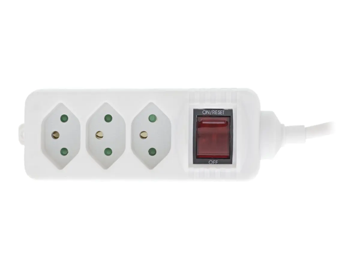 InLine - Steckdosenleiste - Wechselstrom 250 V - 2300 Watt - Eingabe, Eingang T12 - Ausgangsanschlüsse: 3 (3 x T13) - 1.5 m Schnur - Schweiz - weiß
