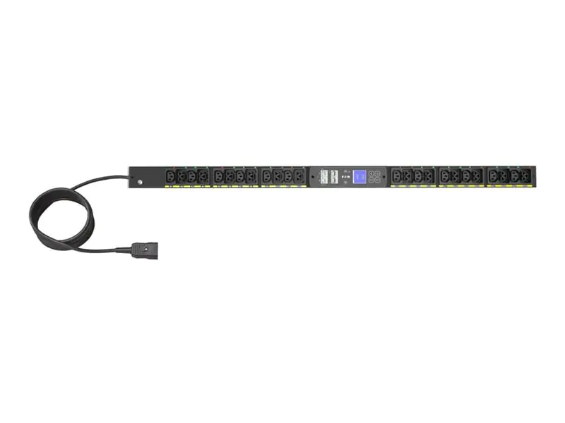 Eaton Managed Rack PDU EVMAFC20A - G4 - Stromverteilungseinheit (Rack - einbaufähig) - Wechselstrom 200-240 V - 3.7 kW - 1-phasig - Eingabe, Eingang IEC 60320 C20 - Ausgangsanschlüsse: 24 (12 x IEC 60320 C13, 12 x IEC 60320 C19) - 3 m Schnur - Schwarz
