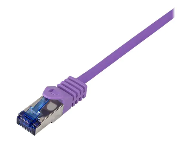 LogiLink Professional Ultraflex - Patch-Kabel - RJ-45 (M) zu RJ-45 (M) - 15 m - 6 mm - S/FTP - CAT 7 (Kabel) / CAT 6a (Anschlüsse) - halogenfrei, geformt, ohne Haken - lila, RAL 4005