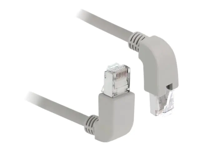 Delock - Patch-Kabel - RJ-45 (M) nach oben gewinkelt zu RJ-45 (M) nach unten gewinkelt - 50 cm - S/FTP - CAT 6a - geschirmt, halogenfrei - Grau