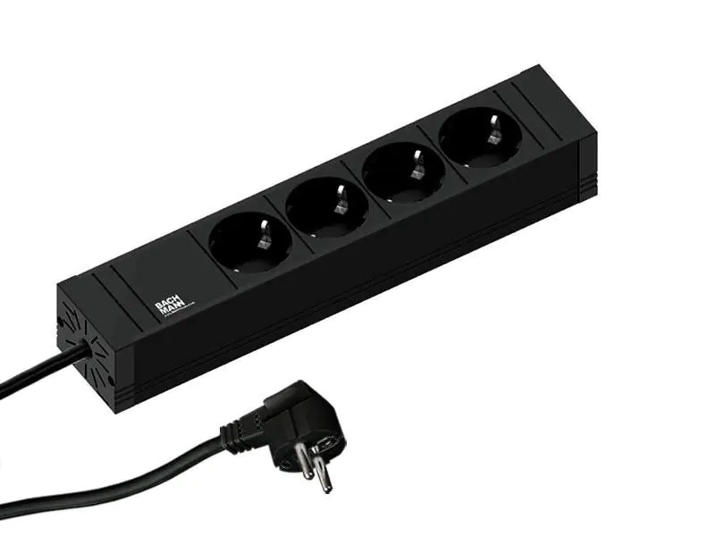 Bachmann CONNECT LINE Steckdosenleiste 4-fach 2,0m, schwarz, ohne Schalter