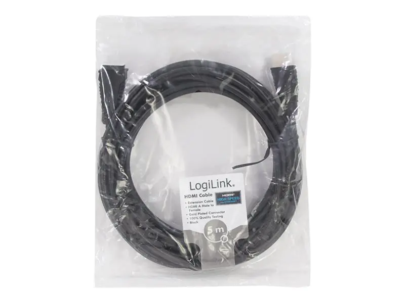 LogiLink High Speed with Ethernet - HDMI-Verlängerungskabel mit Ethernet - HDMI männlich zu HDMI weiblich - 5 m