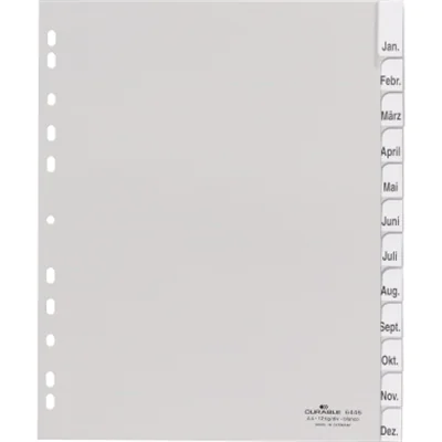 DURABLE Register 644610 DIN A4 überbreit 12tlg PP grau DURABLE Register 644610 DIN A4 überbreit 12tlg PP grau