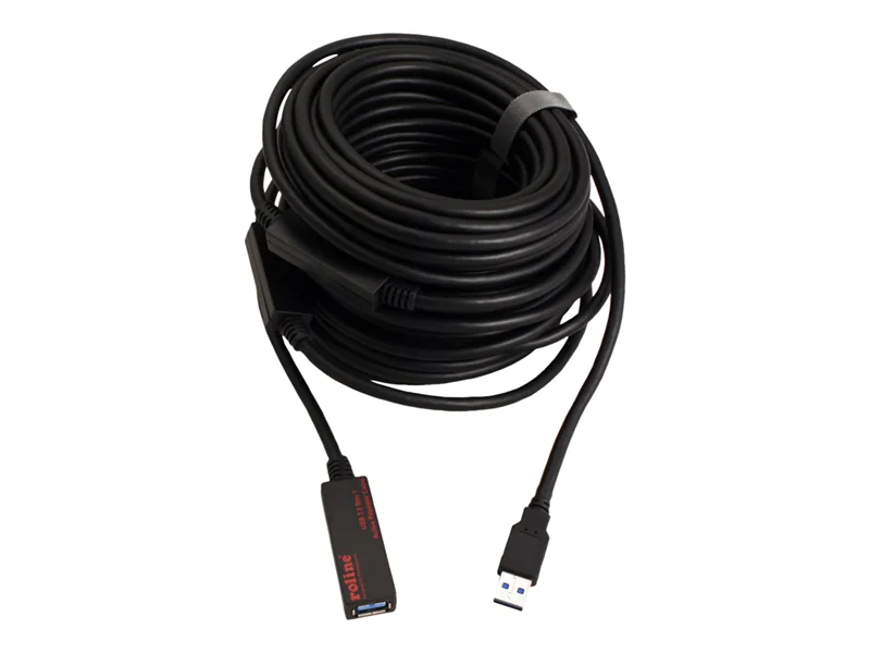Roline - USB-Verlängerungskabel - USB Typ A (M) zu USB Typ A (W) - USB 3.2 Gen 1 - 20 m - aktiv - Schwarz