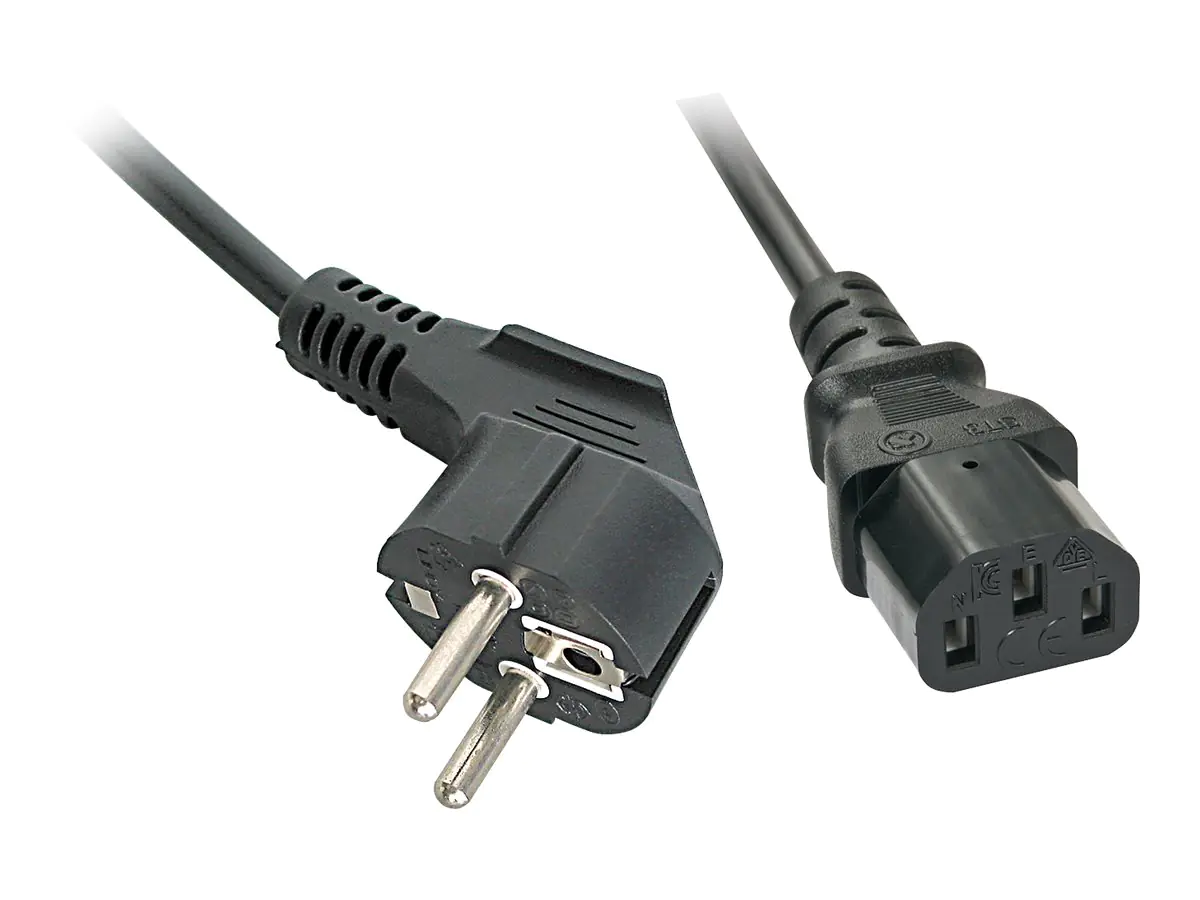 Lindy Schuko IEC Mains Cable - Stromkabel - CEE 7/7 gewinkelt bis IEC 60320 C13 - 70 cm - geformt - Schwarz