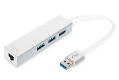 DIGITUS DA-70250-1 - Hub - 3 x SuperSpeed USB 3.0 + 1 x 10/100/1000 - Desktop DIGITUS DA-70250-1 - Hub - 3 x SuperSpeed USB 3.0 + 1 x 10/100/1000 - Desktop