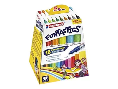 edding Fasermaler 14 FUNTASTICS 3mm farbig sortiert auswaschbar 18 St./Pack.