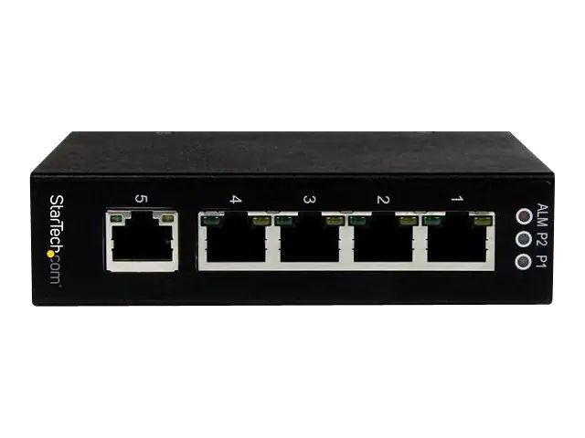 StarTech 5 Port Unmanaged Industrieller Gigabit Ethernet Switch - Hutschienen- / Wandmontierbar - DIN-Schienen GbE Netzwerk Switch - Switch - 5 x 10/100/1000 - wandmontierbar, Desktop, an DIN-Schiene montierbar - Gleichstrom