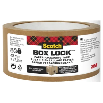 Scotch Packband Box Lock™ 48 mm x 22,8 m (B x L) Papier, 45 % biobasiert braun Scotch Packband Box Lock™ 48 mm x 22,8 m (B x L) Papier, 45 % biobasiert braun