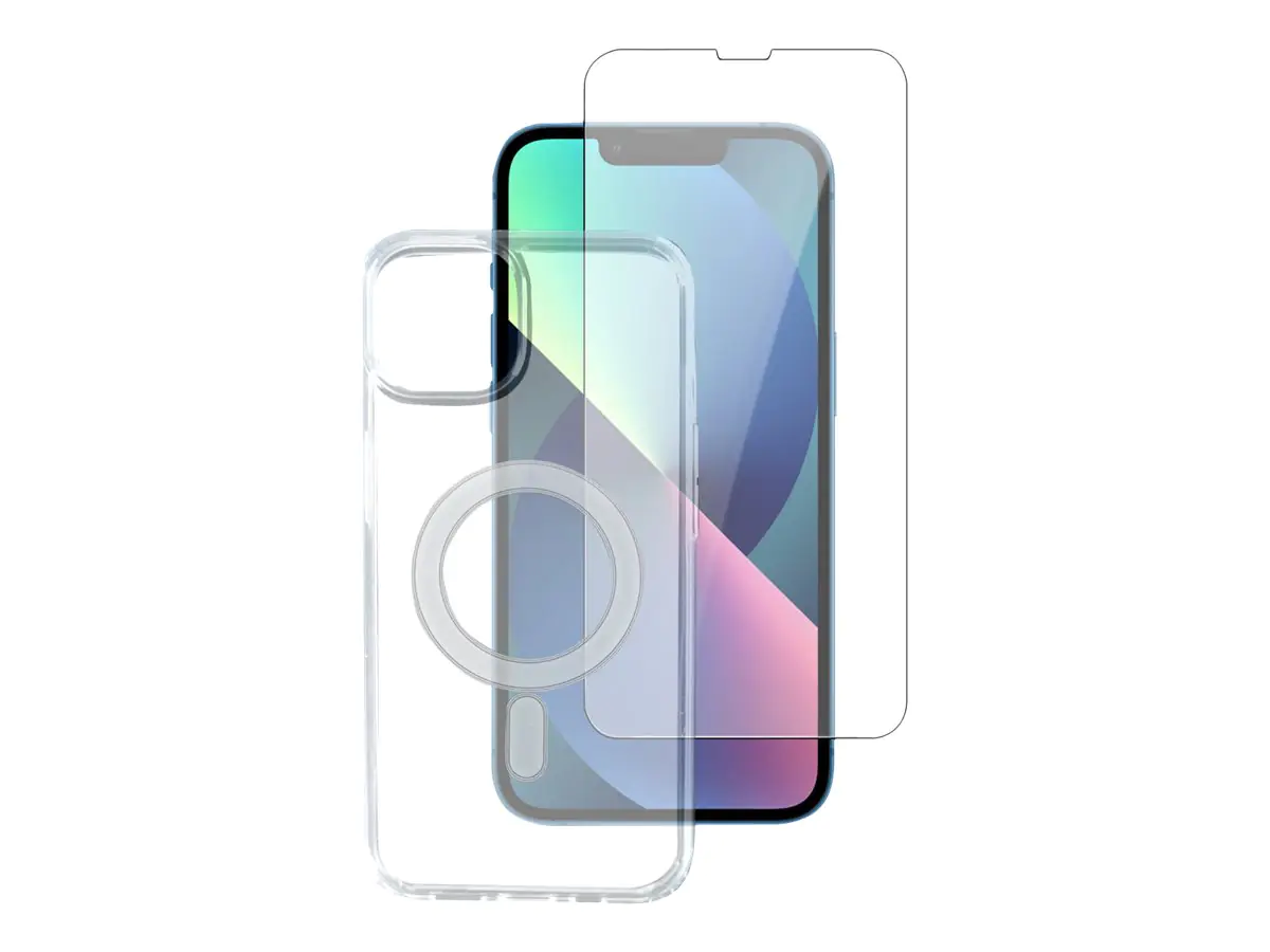 4smarts - Premium - 360° Starterset - Schutzhülle für Mobiltelefon - kompatibel mit MagSafe - fettabweisende Beschichtung, Thermoplastisches Polyurethan (TPU), gehärtetes Glas - durchsichtig - für Apple iPhone 13