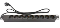 Good Connections Steckdosenleiste 19" - 1HE - Schutzkontakt-Stecker an 9x Schutzkontakt-Buchse -