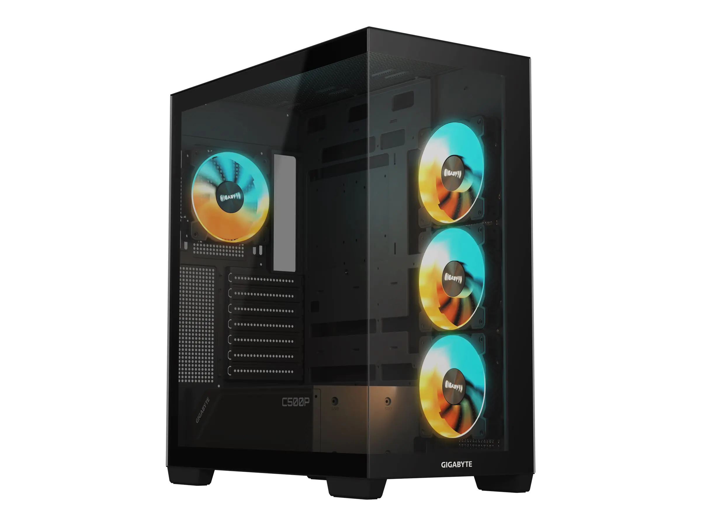 Gigabyte C500 PANORAMIC STEALTH - Mid tower - ATX - Seitenteil mit Fenster (gehärtetes Glas) - keine Spannungsversorgung (ATX) - Schwarz - USB/Audio