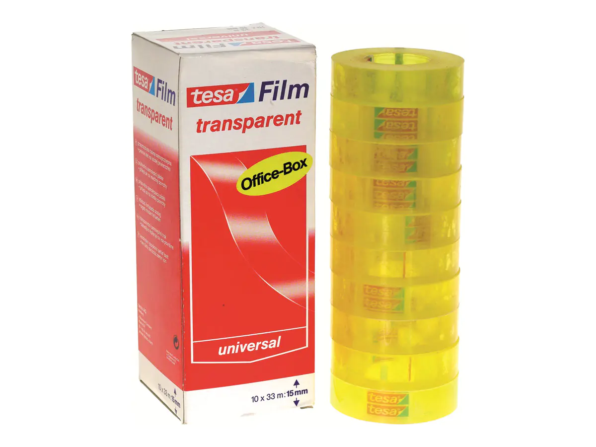Tesa Tesafilm - Büro-Klebeband - 15 mm x 33 m - Polypropylenfolie - transparent (Packung mit 10) 57371-00002-07