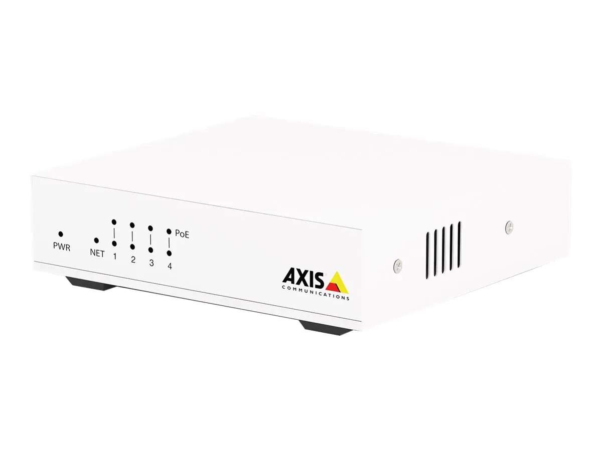 Axis D8004 - Switch - unmanaged - 4 x 10/100 (PoE+) + 1 x 10/100 - Desktop - PoE+ (60 W) - für AXIS A1610-B, C1410, D3110, M1075-L, M3067-P, P1385-E, P1455-LE, P1455-LE-3, W400