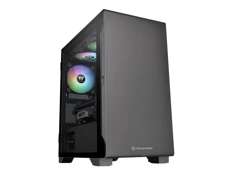 Thermaltake S100 TG - Tower - micro ATX - Seitenteil mit Fenster (gehärtetes Glas) - keine Spannungsversorgung (PS/2) - Schwarz - USB/Audio
