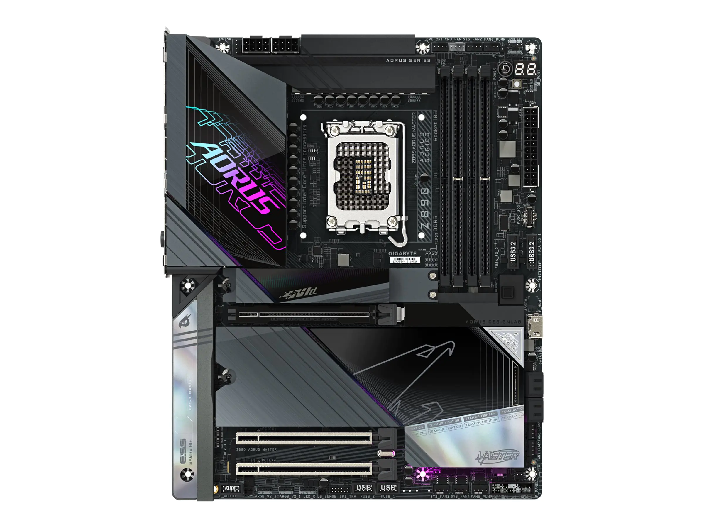 AORUS Z890 MASTER - Motherboard - ATX - LGA1851-Sockel - Z890 Chipsatz - USB-C 3.2 Gen 2x2, USB 3.2 Gen 1, USB 3.2 Gen 2, USB4 - 10 Gigabit LAN, Bluetooth, Wi-Fi 7 - Onboard-Grafik (CPU erforderlich) - HD Audio (8-Kanal)