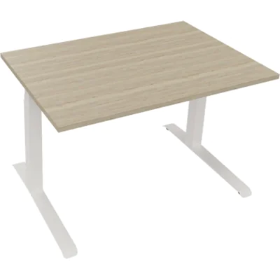 Sitz-/Stehtisch Kufe Doppels. Quad. B1200xT800xH645-1275 ws/Eiche Nat