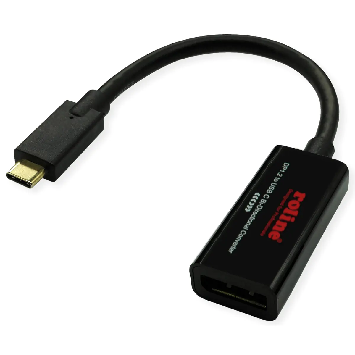 Roline - Adapterkabel - 24 pin USB-C (M) zu DisplayPort (W) - DisplayPort 1.2 - 20 cm - bi-direktional - Schwarz