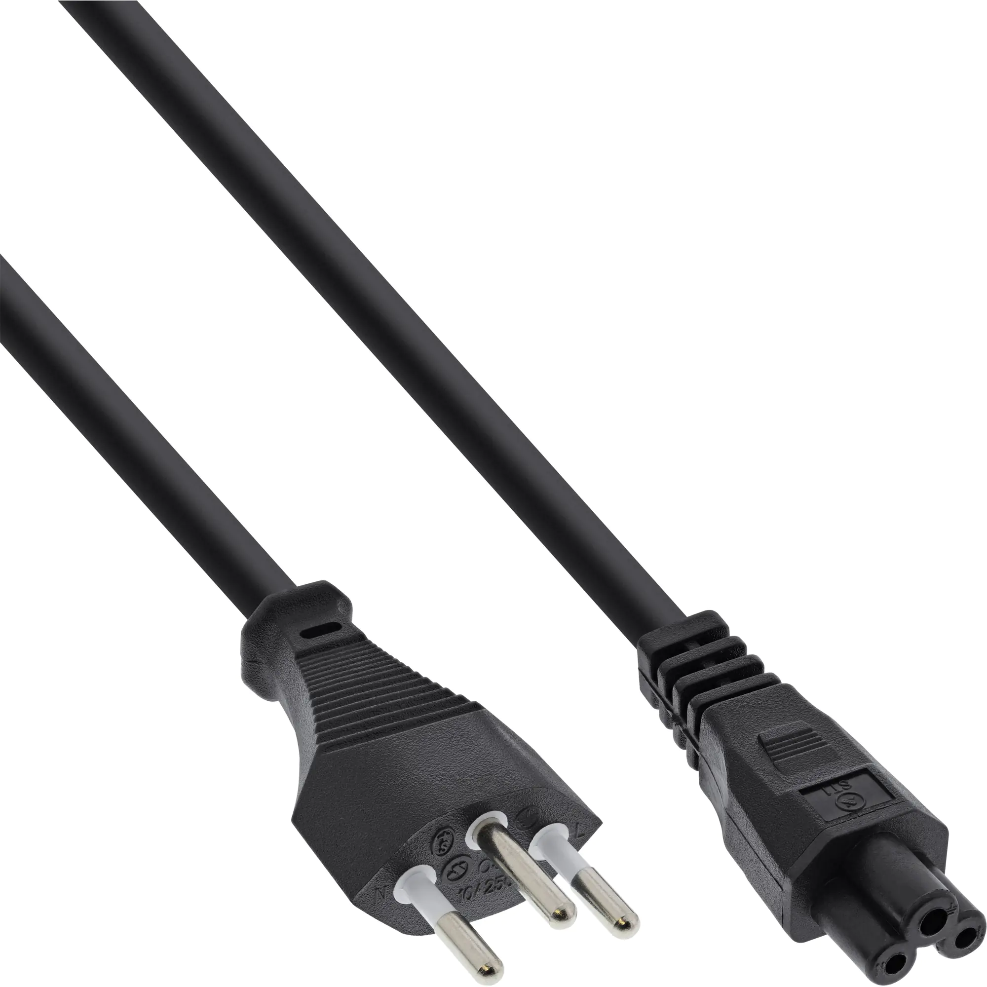 InLine - Stromkabel - SEV 1011 (M) zu IEC 60320 C5 - Wechselstrom 250 V - 2.5 A - 2 m - Schwarz - Schweiz