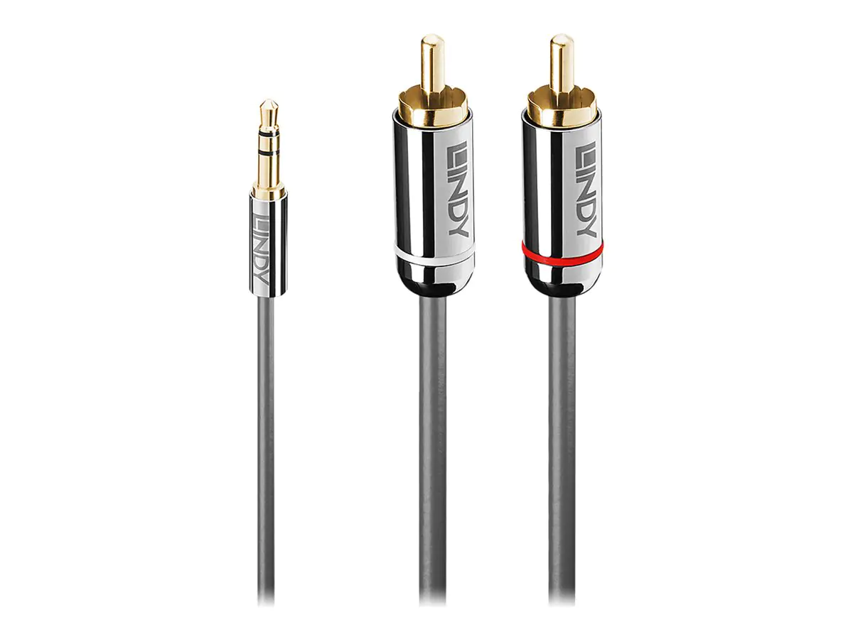 Lindy Cromo Line - Audio-Adapter - RCA x 2 männlich zu mini-phone stereo 3.5 mm männlich - 2 m - abgeschirmt - Anthrazit